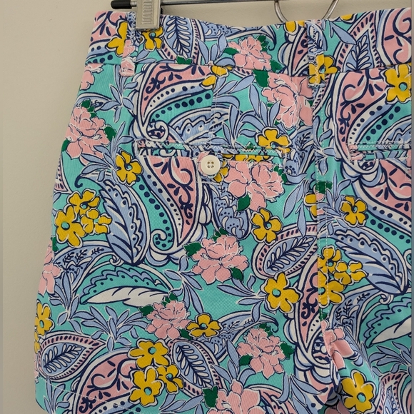 NEW Crown & Ivy Caroline 5" Chino Shorts WOMENS Size 4 Floral Paisley Aqua Pink - Picture 7 of 13